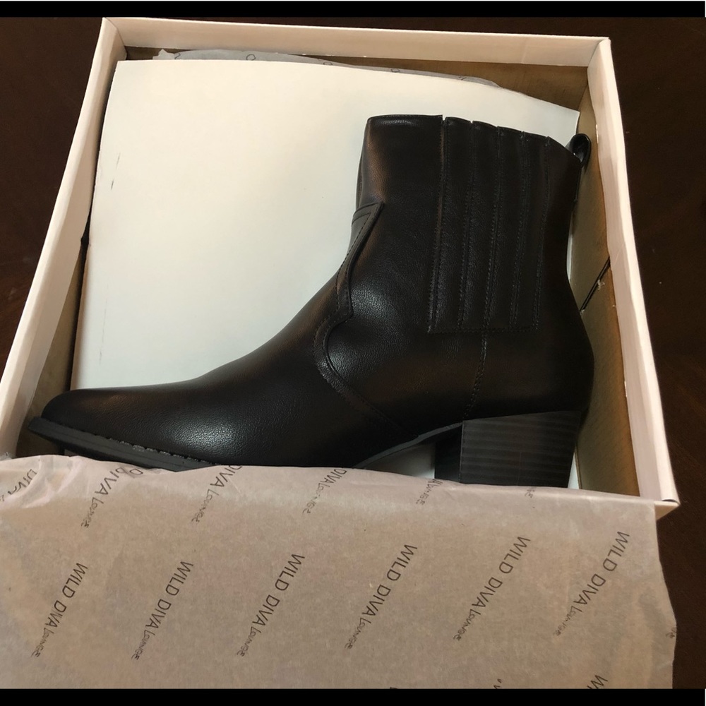 Faux Leather pointed toe boots